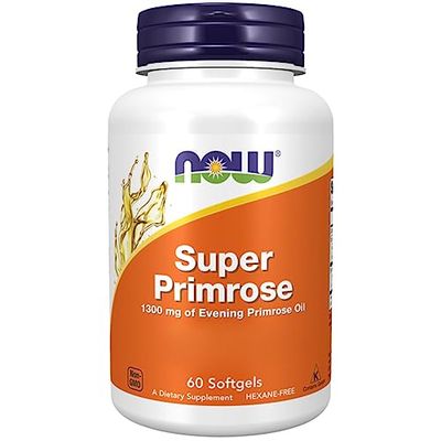 Now Foods, Super Primrose (Huile d'Onagre), 1300mg, 60 Capsules molles, Testé en Laboratoire, Sans Soja, Sans Gluten, Sans OGM