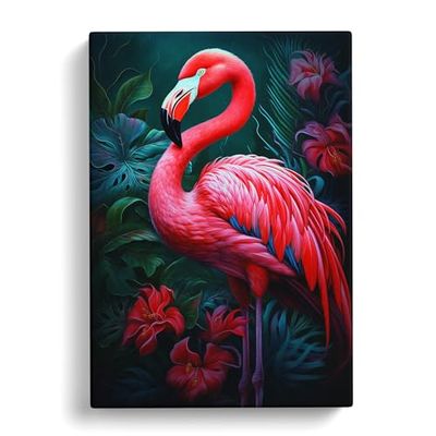 Flamingo Tachisme Art Canvas Print for Living Room Bedroom Home Office Décor, Wall Art Picture Ready to Hang, 30x20 Inch (76x50 cm)