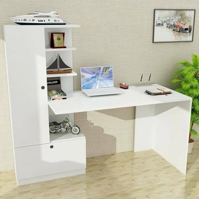 Dmora Bureau Astra, Bureau Multi-usages, Table pour Bureau, Porte PC, Plan de Travail, 150 x 62 x 140 cm, Blanc, Panneau mélaminé 18 mm