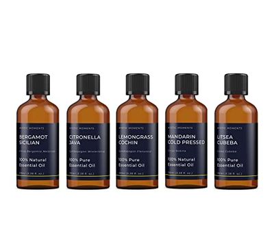Mystic Moments Pacchetto iniziale di oli essenziali - Oli di agrumi (confezione 2) - 5 x 100ml - 100% puro