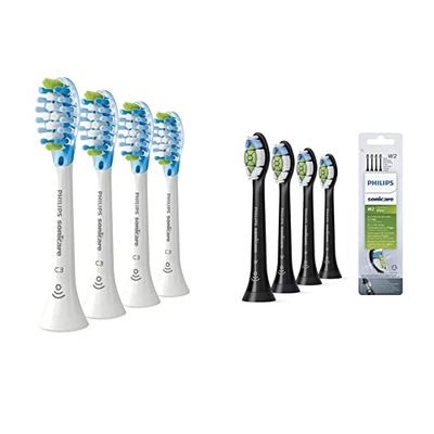 Philips Sonicare HX9044/17 Pack da 4 Testine di Ricambio C3 Premium Plaque Defence, Bianco & Sonicare HX6064/11 Pack da 4 Testine di Ricambio W2 Optimal White Standard per Spazzolino Elettrico Sonico