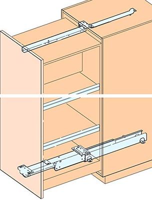 HAWA Forte Cabinet Drawer (Tall Cabinet Pull-Out), Length 1080 mm, Installation Depth 1085 mm, Steel Light Grey RAL 7035