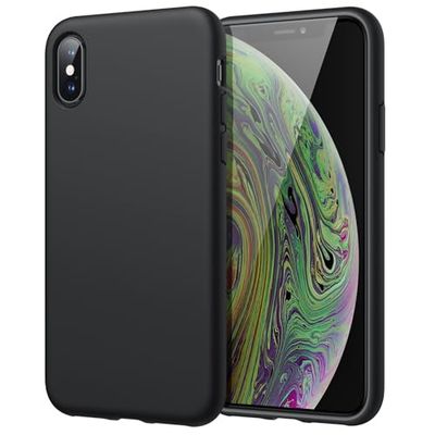 JETech Siliconen Hoesje voor iPhone X, iPhone XS, 5,8-Inch, Zijdezachte Full-Body Beschermende Case, Schokbestendig Cover met Microvezel Voering (Zwart)