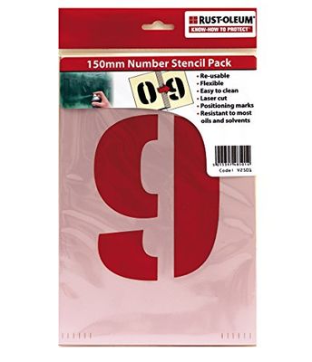 Rust-Oleum V2501 Pochoir Lot 150 mm 0–9, réutilisable et durable, Blanc cassé