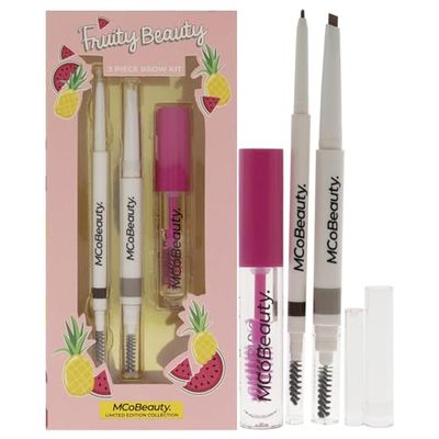 MCoBeauty Kit sopracciglia Fruity Beauty, contiene una fronte di precisione a grandezza naturale, sopracciglia istantanee a grandezza naturale e gel trasparente per sopracciglia - forma e definisci le tue sopracciglia - crea il colore desiderato - da indossare tutto il giorno - 3 pezzi