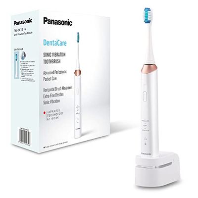 Panasonic - Personalcare EW-DC12-W503 | Brosse à Dents Électrique, - Technologie ultrasonique, 90 minutes d'autonomie, 3 modes de brossage, 31 000 vibrations/min, Minuteur, Blanc et doré