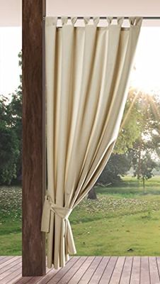 Eurofirany Garden Rideau Extérieur avec Onglet en Haut - 1 pc. Rideau Imperméable, Coupe-Vent, Fermeture Velcro, Rideau pour Pergola, Gazebo, Terrasse, Pavillon, 155x220 cm, Beige Clair
