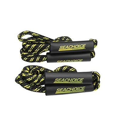 Seachoice 42461 Bungee/elastyczna lina dokująca do pływania łodzią - długość 10 m, rozciąga się do 12 m, 2 linki, czarny/żółty