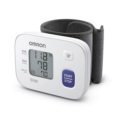 OMRON RS1 Automatic Wrist Blood Pressure Monitor for Home Use or on The Go - Clinically Validated Wrist Blood Pressure Machine with Pre-Formed Wrist BP Cuff (13.5-21.5 cm) - Cuff Wrap Guide Included