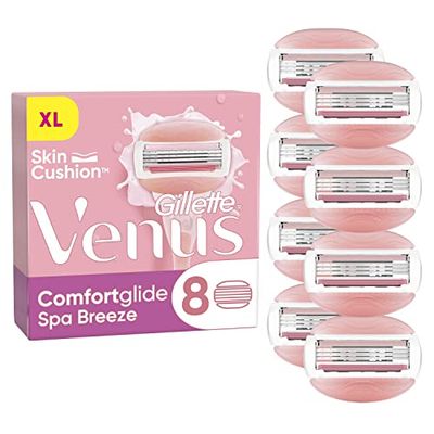 Gillette Venus Comfortglide Spa Breeze Women's Razor Blade Refills, Pack of 8, 3 Built-in Blades for a Smooth, Close Shave That Lasts