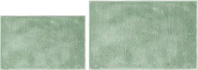 andiamo Florida Lot de 2 Tapis de Bain antidérapants Doux et Moelleux – Tapis de Bain antidérapant Lavable pour Salle de Bain 40 x 60 cm + 50 x 80 cm Sauge