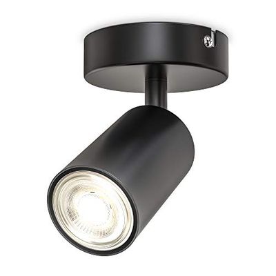 B.K.Licht Faretto da parete o soffitto orientabile, lampadina GU10 non inclusa, plafoniera in metallo nero opaco, lampada da soffitto ingresso, applique camera da letto o corridoio