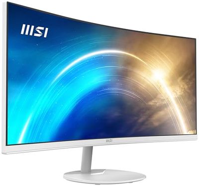 MSI PRO MP341CQW Monitor Curvo 34" UWQHD (3440 x 1440), Pannello 21:9, 100 Hz, 1 ms (MPRT), Anti-Flicker, Less Blue Light, Speaker integrati, 2x HDMI 2.0b, 1x DP, VESA 100x100, Bianco