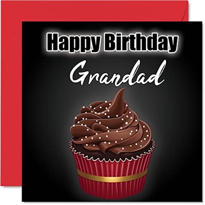 Stijlvolle verjaardagskaarten voor opa - verjaardag cupcake - leuke gelukkige verjaardagskaart voor opa van kleinzoon kleindochter, opa verjaardagscadeaus, 145 mm x 145 mm verjaardagskaarten