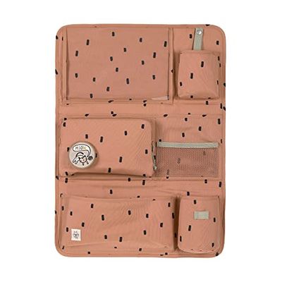 LÄSSIG Car Organiser, Car Back Seat Organiser, Back Seat Bag for Car, for Hanging, Foldable, 55 cm, Car Wrap-to-Go, happy prints caramel, Höhe 60 Zentimeter, Car back seat organiser