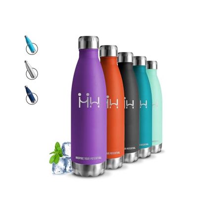 Botella Termica 500ml, A Prueba de Fugas, sin Bpa, Termo, Acero Inoxidable 18/8, de Agua Deportiva, Botella Agua Acero Inoxidable, para Escuela, Oficina, Outdoor