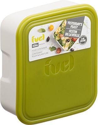 Trudeau 5050817 Lunch Box, Plastic, White and Green, 15 x 13 x 5.4 cm