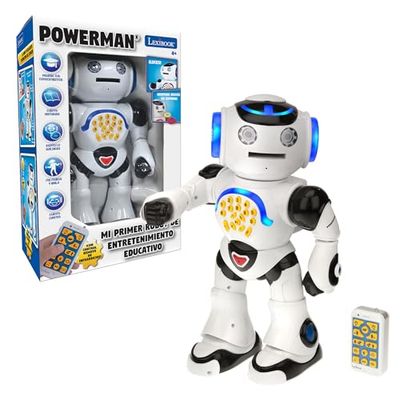 Lexibook Powerman - O meu robô interativo para aprender e jogar, per imparare e giocare, para crianças - dança, reproduz música, conta piadas, lê contos, dispara discos - ROB50ES