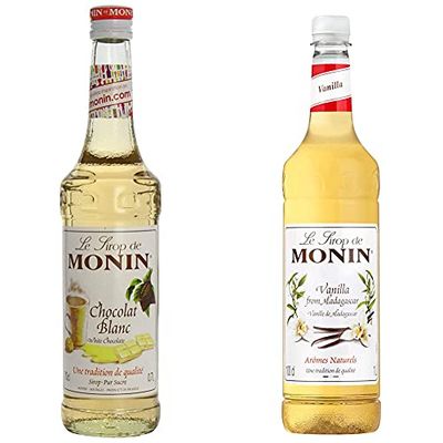 MONIN Premium White Chocolate Syrup 700 ml & Premium Vanilla Syrup 1 L