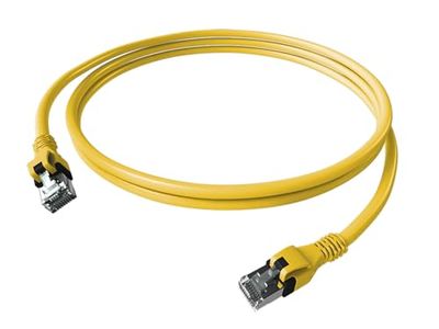 EasyLan DualBoot PushPull IP20 patchkabel, Kat.6A (klass EA), S/FTP, gul, 0,5 m