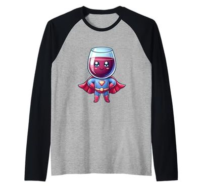 Superero a vino Wine Glass di vetro di vino carino Maglia con Maniche Raglan