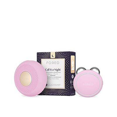 FOREO BEAR Mini Facial Toner with Microcurrents, Intensities and App Connection + Mini Facial LED Light Therapy Device for All Skin Needs + UFO-Activated Nourishing and Revitalizing Facial Treatment