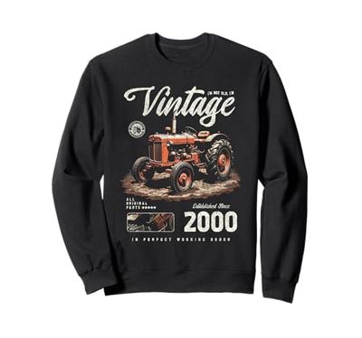 Birthday Farmer Vintage Tractor Born nel 2000 Felpa