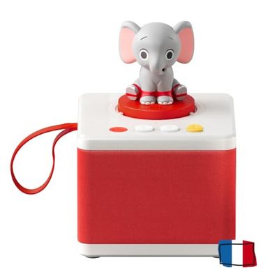 FABA - Cuentacuentos Blanco- Cuentacuentos para Niñas y Niños, Altavoz con el Personaje Sonoro ELE l’Éléphant, Juego Educativo, Contenido EN FRANCÉS