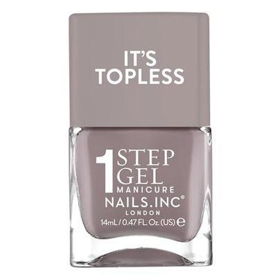 Nails Inc It's Topless Gel-Like Nail Polish, 4-in-1 Base Coat, Treatment, Colour & Top Coat, Long Lasting, Strong, Chip Free Nails, Glossy Salon Quality Manicure, Air Dry Nail Polish, Megan, 14 ML