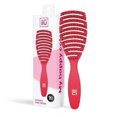 TB TOOLS FOR BEAUTY Ilu My Happy Colour Detangling Hair Brush for Combing Dry and Wet Hair (Red)
