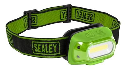 Sealey Rechargeable Head Torch with Auto-Sensor, 8W COB LED, 500lm - HT08RG, Green