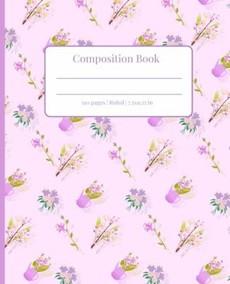 Composition Notebook: College Ruled Notebook with Floral-Themed: 7.5" x 9.25", 110 pages, Elegant Journal Aesthetic, great gift for school and office