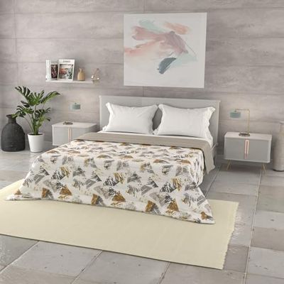 Trapuntino Estivo Linea BASIC Made in Italy Copriletto Stampato in Morbida Microfibra - Trapunta Primavera Estate Mezza Stagione - Urban Giallo, Matrimoniale 250x240cm