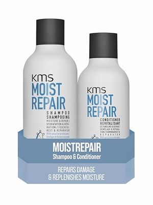 KMS MoistRepair Shampoo for Dry, Damaged Hair, 300ml & KMS MoistRepair Conditioner for Dry, Damaged Hair, 250ml, Detangling and Repair, with Upcycled Prickly Pear, Vegan Formula