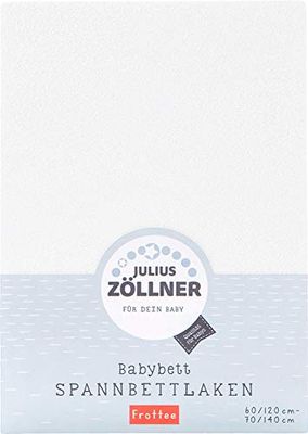 Julius Zöllner Badstof hoeslaken voor baby- en kinderbed, 60 x 120 cm tot 70 x 140 cm, Oeko-Tex Standard 100, wit
