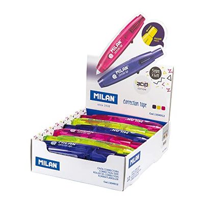MILAN 1304912 correctietape, 5 mm x 6 m, zuurserie, meerkleurig, 12 stuks (1 stuk)