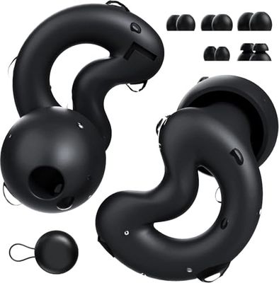 RelaxCharm Tapones para los oídos para dormir con cancelación de ruido NRR49dB – Tapones de silicona ultra suaves y reutilizables para bloquear los ronquidos, dormir de lado Negro