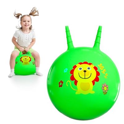 LOHAME Pelota Hinchable niños 45cm tolva Bola Verde Pelota Hinchable Juguete con Mango león Pelota Hinchable para niños niño niña de 3-8 años al Aire Libre Juegos de jardín Interior Entrenamiento