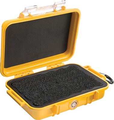 PELI 1020 Mała, wodoodporna skrzynia ochronna, wodoszczelna i pyłoszczelna (IP67), pojemność 0,5 l, wyprodukowana w USA, żółta/czarna wkładka