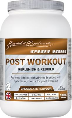 Specialist Supplements Post Workout Protein, Carbohydrate & Nutrient Blend (Chocolate Flavour Drink Mix), 1800g Powder