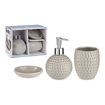 Set da bagno Golf grigio metallo ceramica (3 pz)