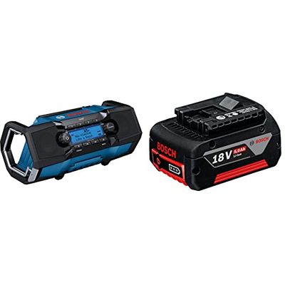 Bosch Professional 18V System Radio de Chantier sans-Fil GPB 18V-2 SC (réception Via Dab+, Bluetooth & Professional - Batterie GBA 1x5,0Ah