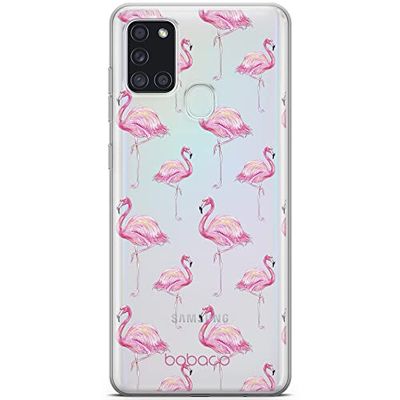 ERT GROUP mobiel telefoonhoesje voor Samsung A21s origineel en officieel erkend Babaco patroon Flamingo 005 optimaal aangepast aan de vorm van de mobiele telefoon, gedeeltelijk bedrukt