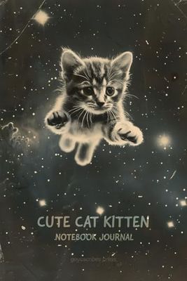Cute Cat Kitten Notebook Journal: Adorable Retro Aesthetic Funny Vintage Kitten Space Cat Theme Humor College Ruled