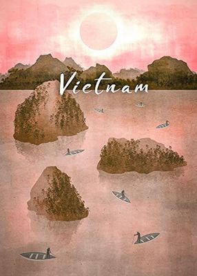 Komar Quadro da parete Vintage Travel Vietnam – Dimensioni: 50 x 70 cm – Poster stampa artistica decorazione soggiorno camera da letto