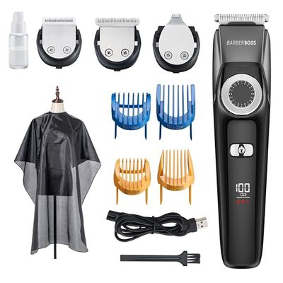 BarberBoss 3 in 1 Facial Grooming Kit, Hair Clippers Men, 100% Waterproof, Mens Grooming Kits, Hair Trimmer Men, Beard Trimmer Men, Hair, Beard & Detail Grooming Set