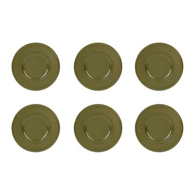 GENEVIEVE LETHU 545270 Set med 6 Desserttallrikar med riskorn - Kaki lergods - Ø 21 cm