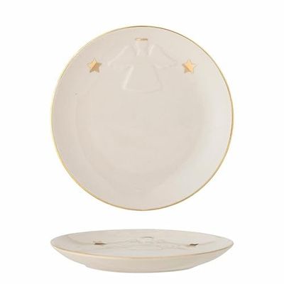 Bloomingville Starry tallrik i vitt med stjärnmönster av stengods, diameter: 16 cm