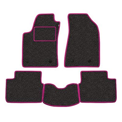 Set Tappetini realizzato per SUZUKI GRAND VITARA 3 Porte anno dal 1998 al 2005 in Moquette Made in Italy GRIGI bordo Fucsia