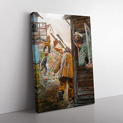 Christian Krohg Street View Classic Painting Canvas Wall Art Print Ready to Hang, Framed Picture for Living Room Bedroom Home Office Décor, 60x40 cm (24x16 Inch)
